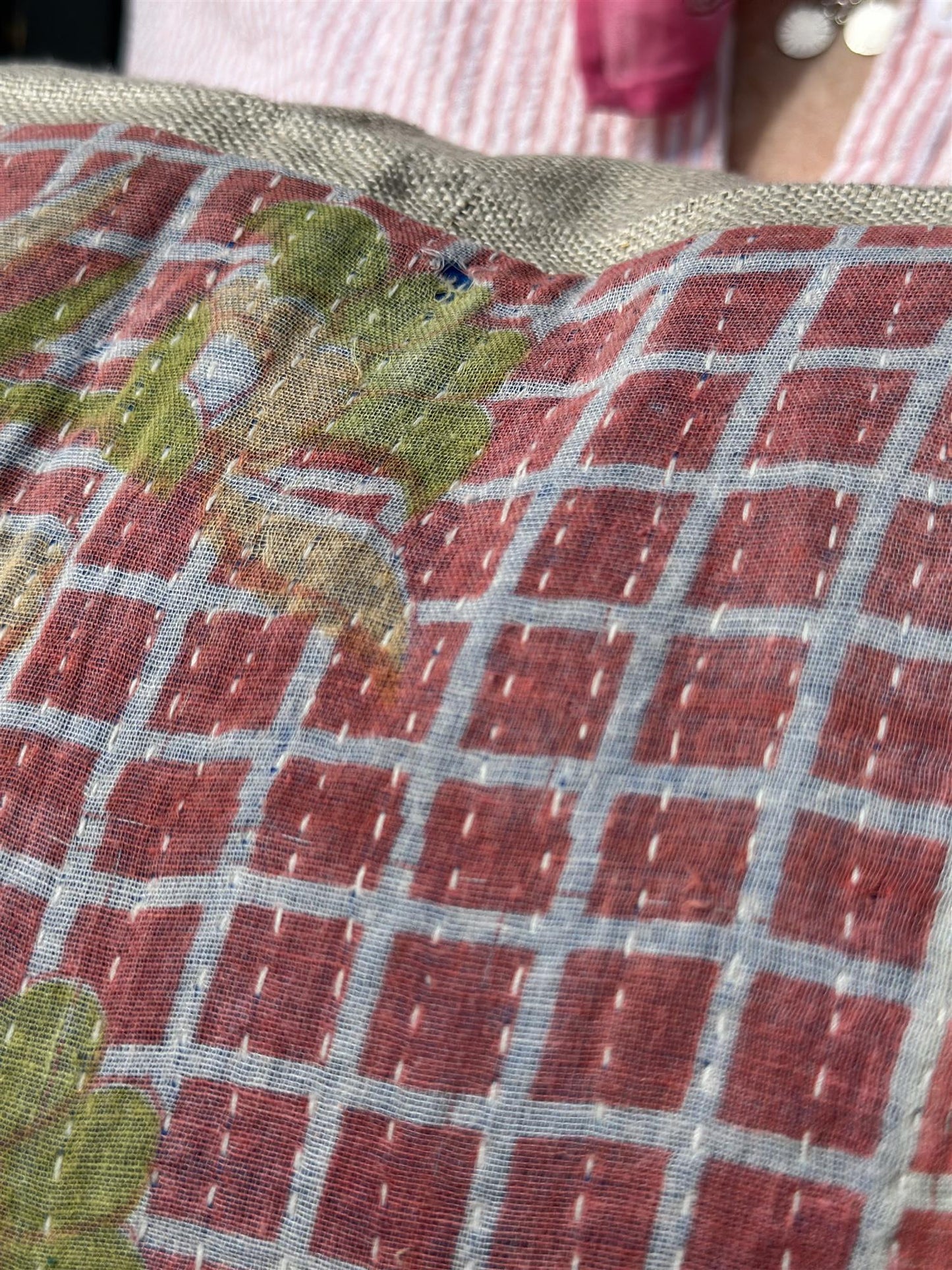 Putetrekk vintage kantha 60 x 60 cm Nr 13