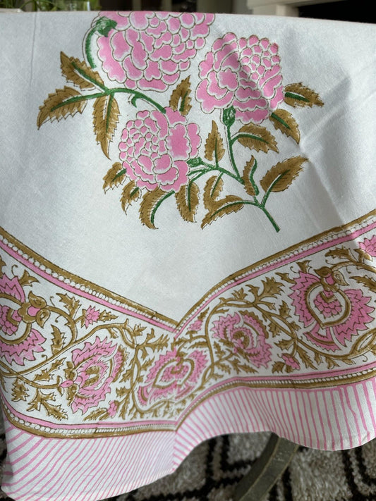 Duk blokktrykk 150 x 250 cm roses
