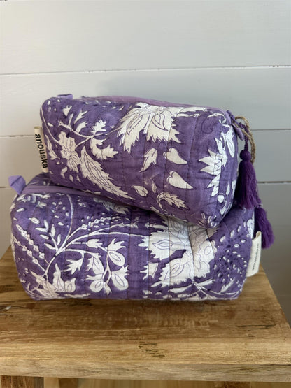 Toalettmappe blokktrykket Colette purple