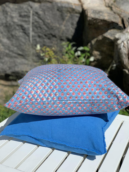 Putetrekk 100% lin 50x50 cm greek blue