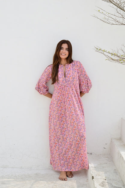 Ville Franche lang kjole pink
