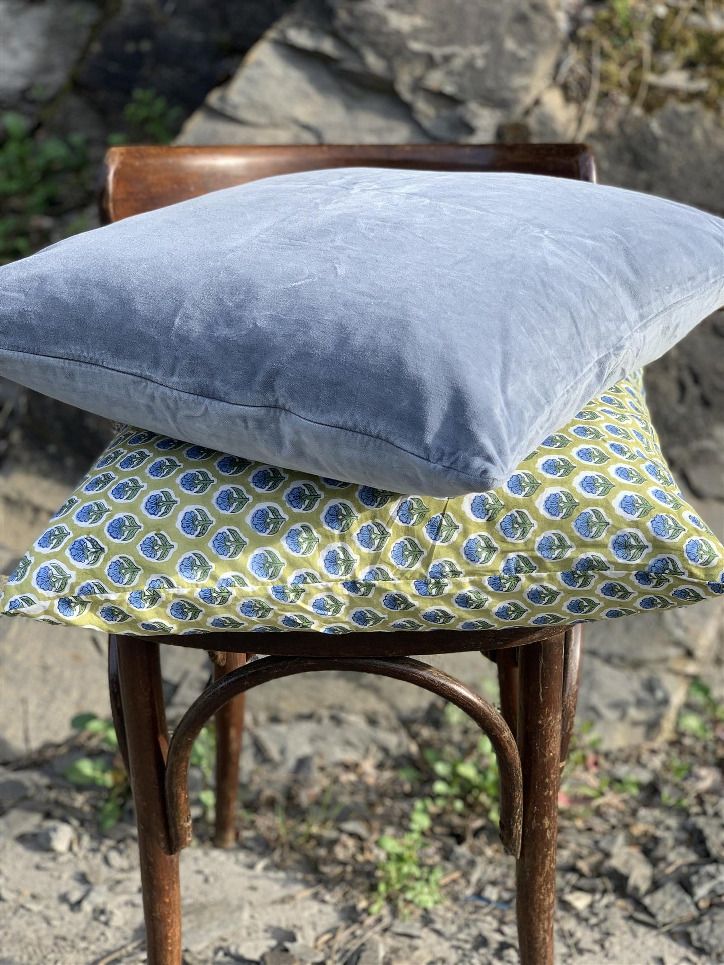 Putetrekk velur 50x50 cm Jeans blue