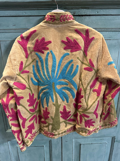 Anouska jakke velur med broderier beige