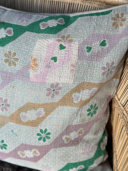 Putetrekk vintage kantha 50x50 cm Nr 98