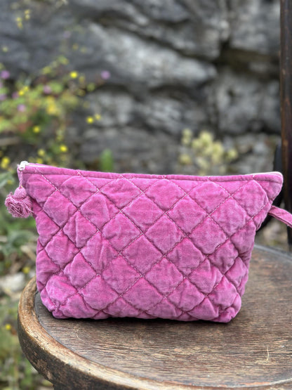 Toalettmappe velur rosy pink