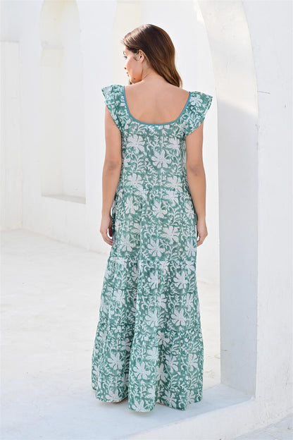 Nice kjole lang teal green lurex
