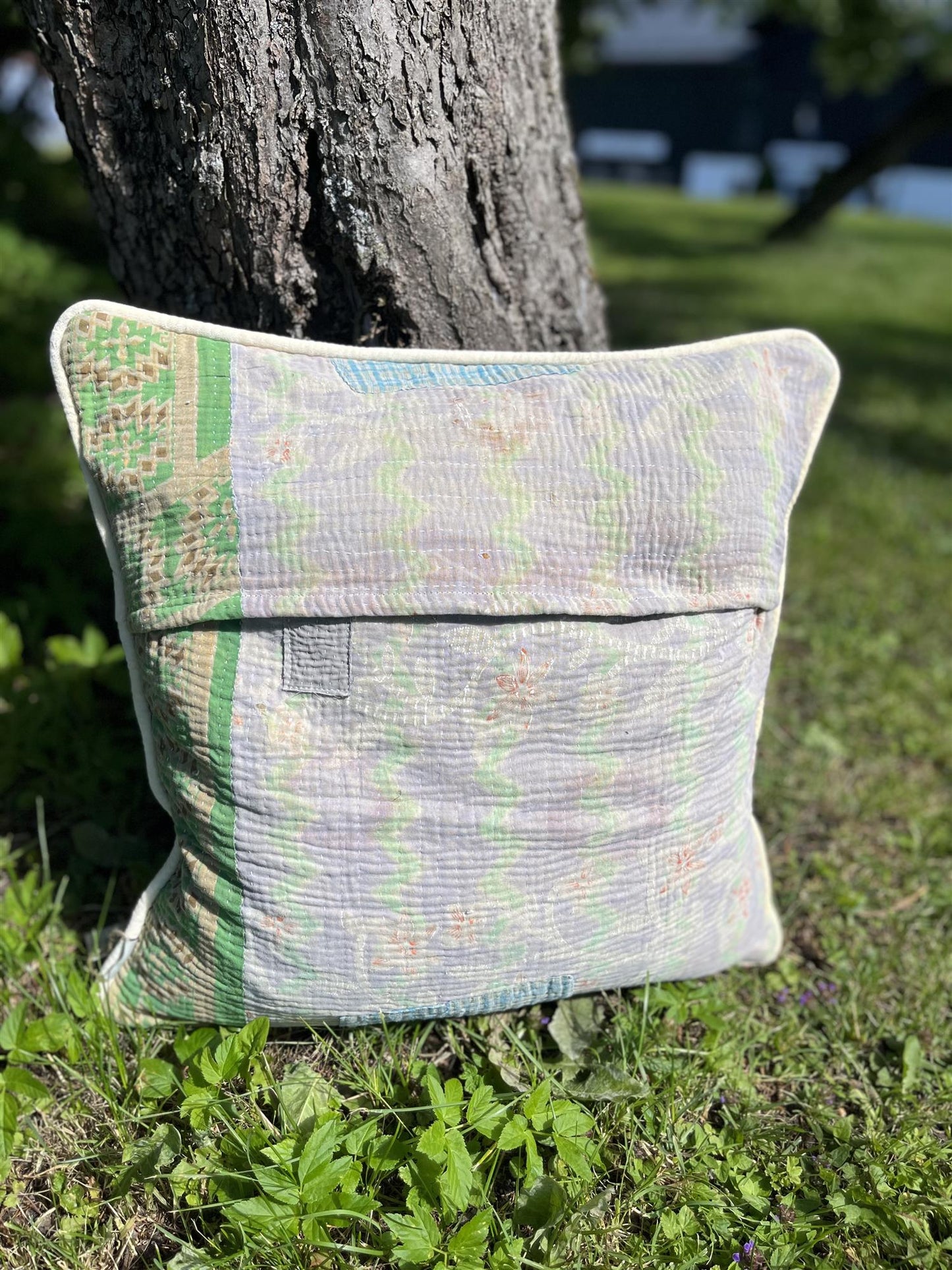 Putetrekk vintage kantha med rulour 50x50 cm #15
