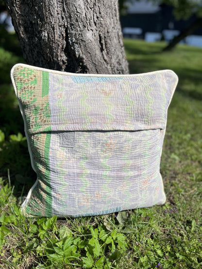 Putetrekk vintage kantha med rulour 50x50 cm #15