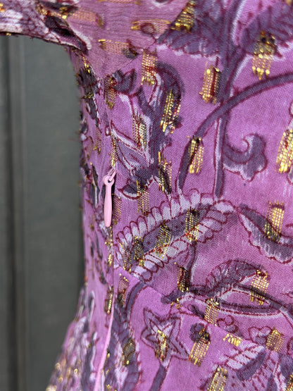 Lene lang kjole med lurex pink/purple