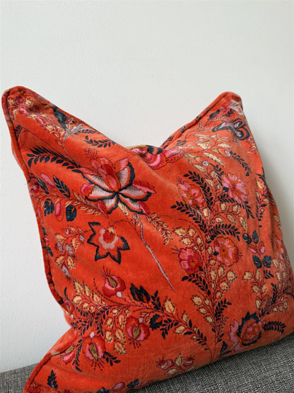Putetrekk 50 x 50 cm velur blomster orange