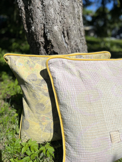 Putetrekk vintage kantha med rulour 50x50 cm #10