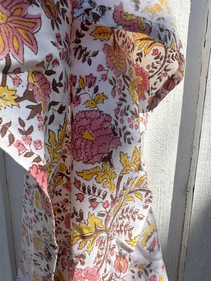 Kjøkkenhåndkle Fleur yellow blokkprint
