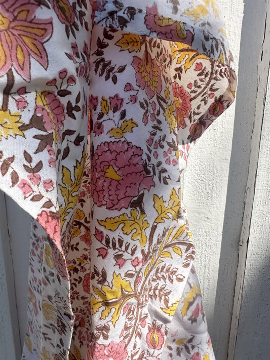 Kjøkkenhåndkle Fleur yellow blokkprint