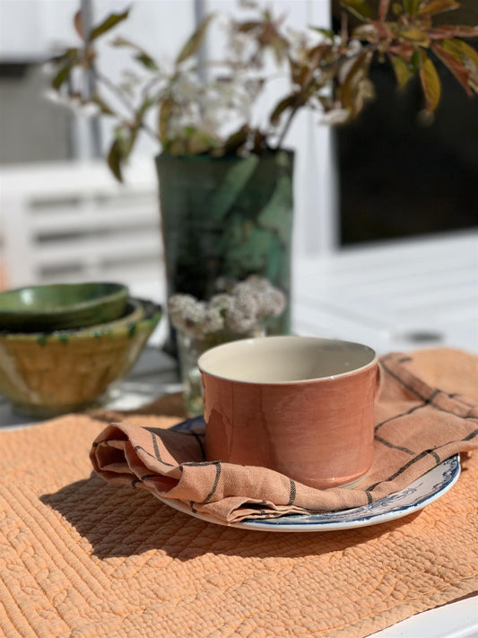 Serviett 100% lin 45 x45 cm rutet clay