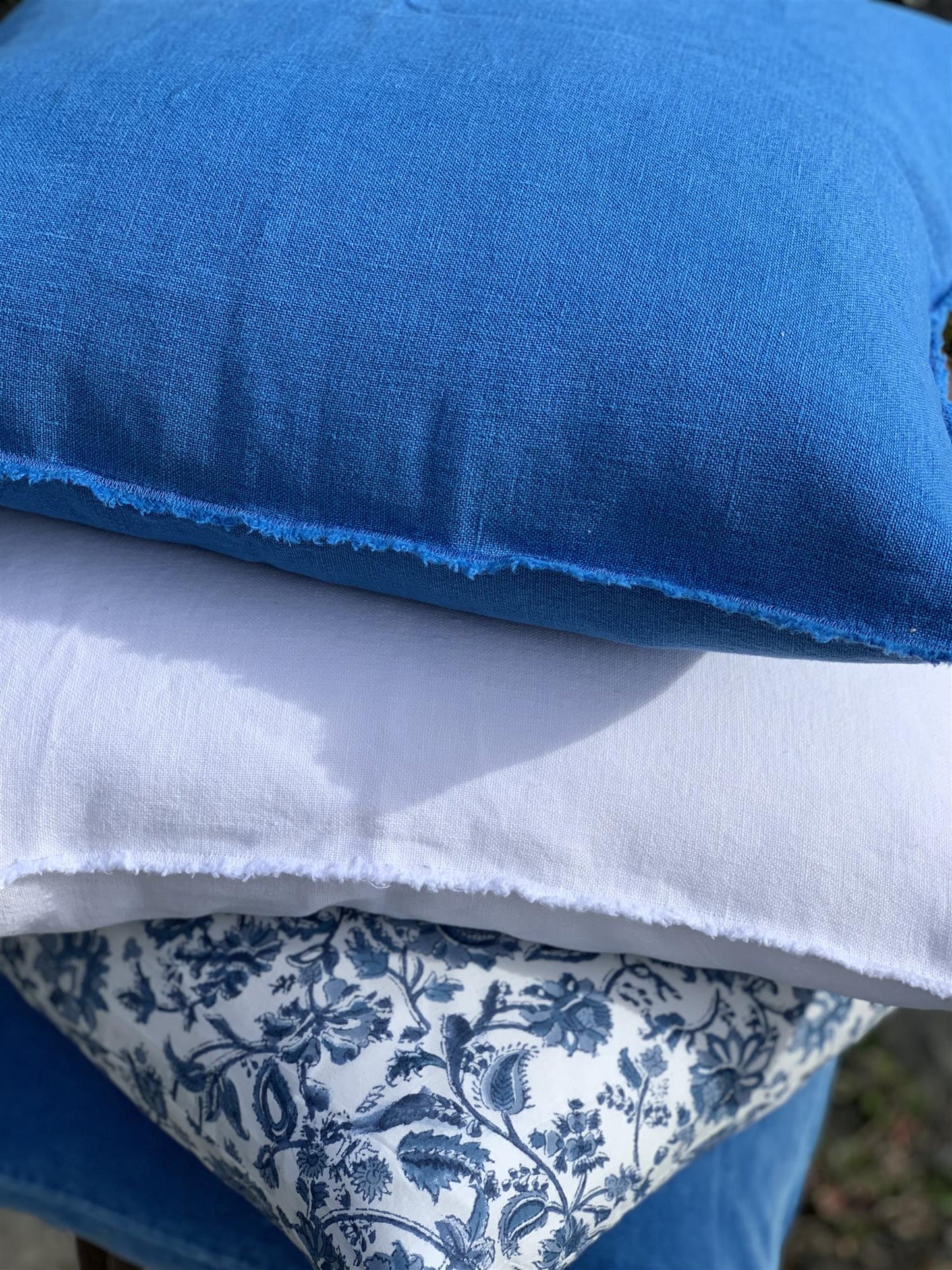 Putetrekk 100% lin 50x50 cm greek blue