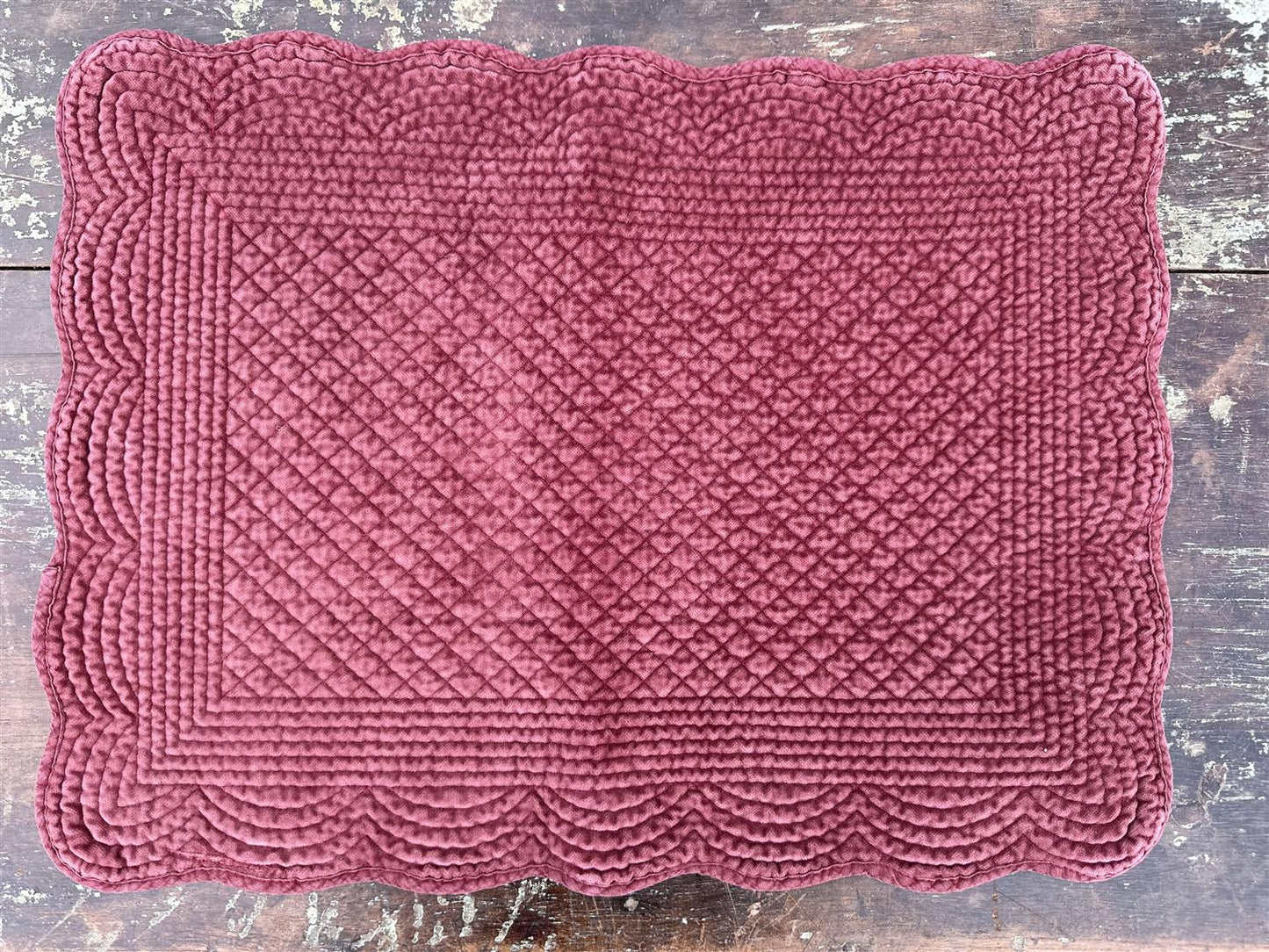Spisebrikke avlang velur 35x50 cm  Port wine