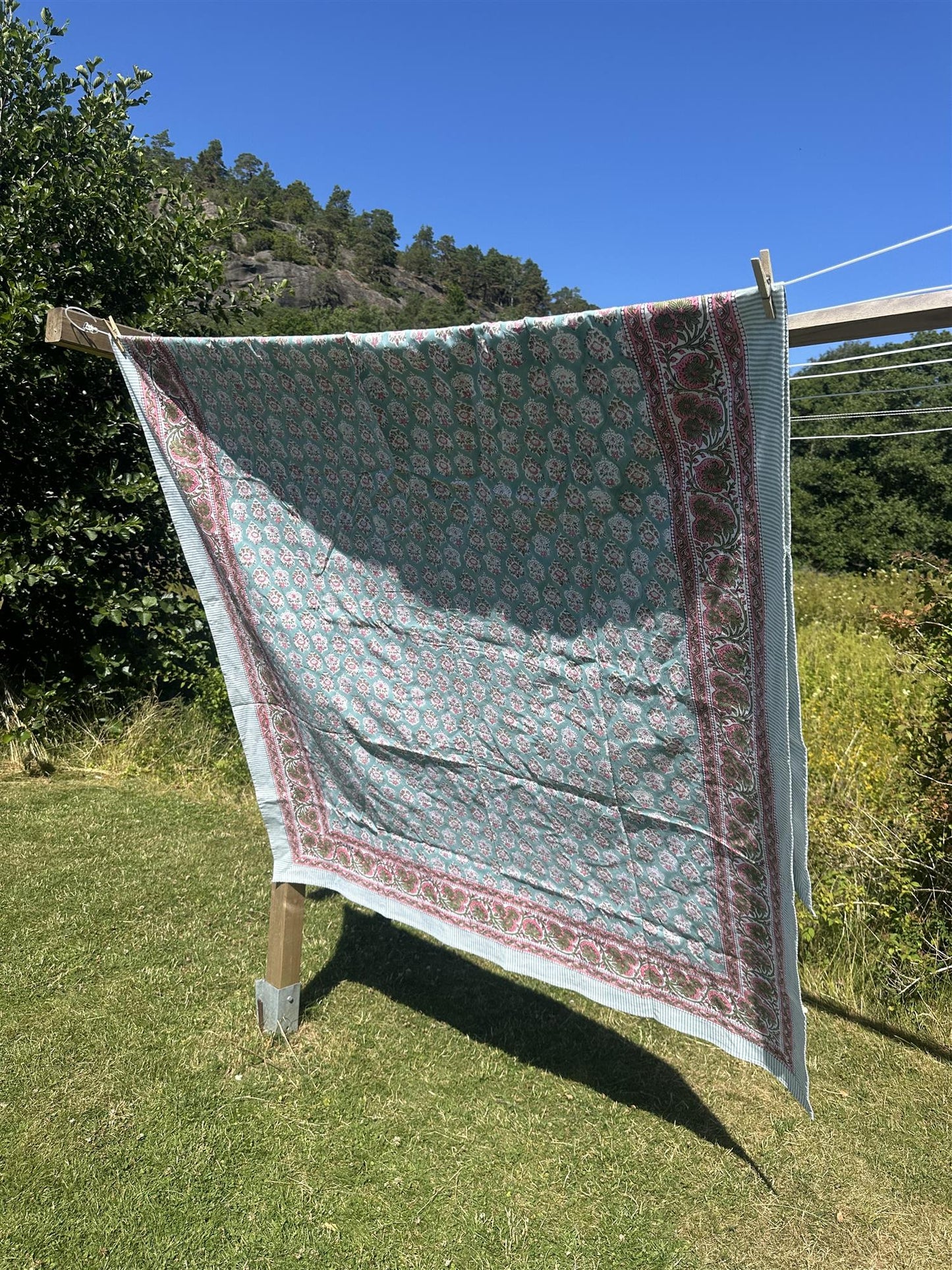 Duk blokktrykk 150 x 250 cm starfish