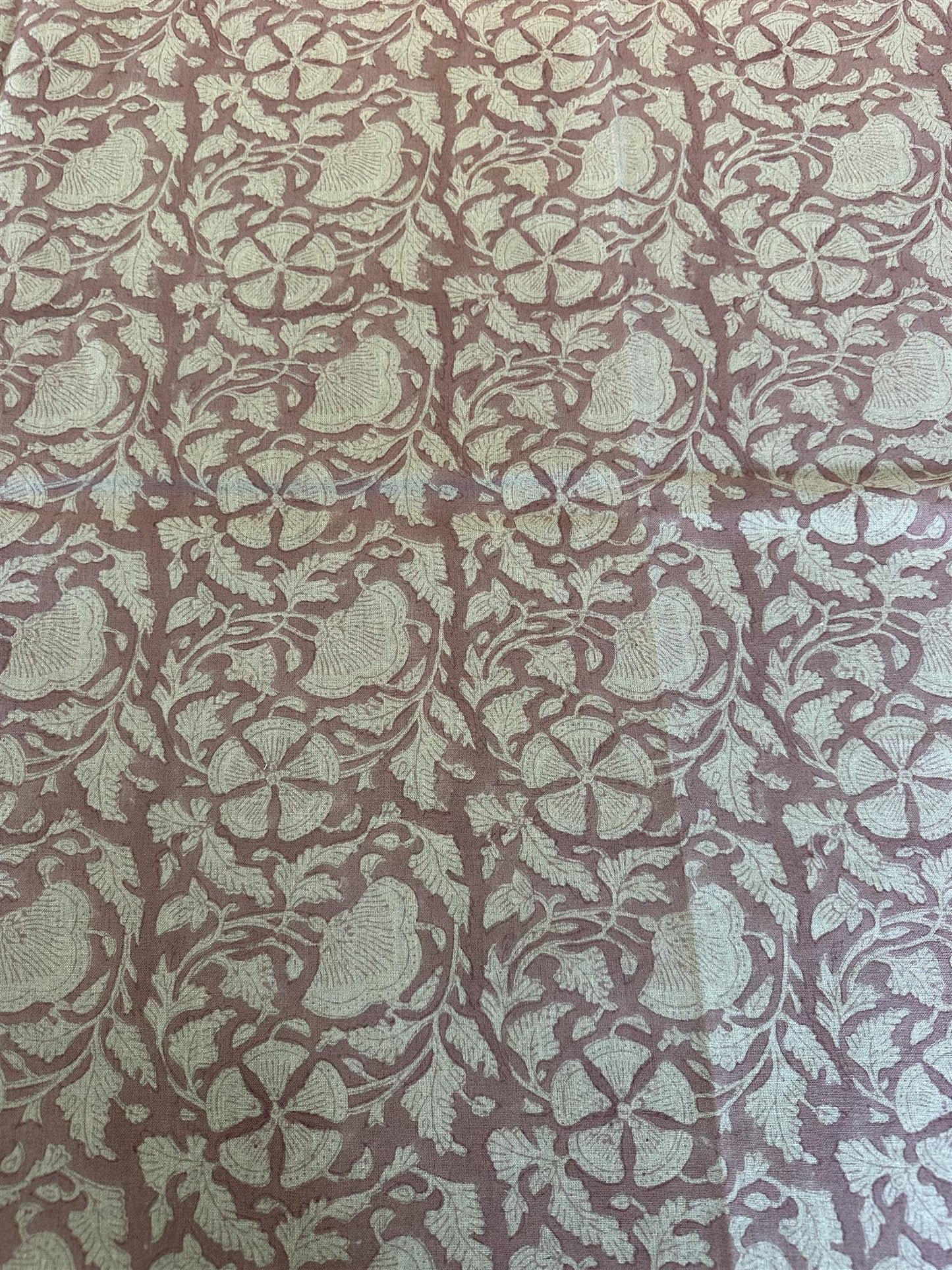 Duk 100% lin blokktrykket mønster 150x250 cm old rose