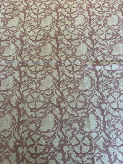 Duk 100% lin blokktrykket mønster 150x250 cm old rose