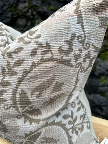 Putetrekk vintage kantha blokk print suzani olive 50x50 cm #11