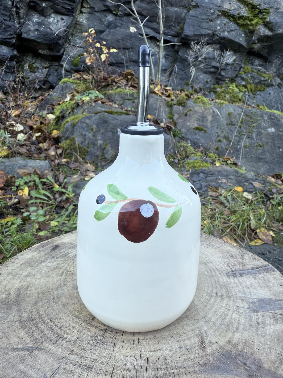Olivo oljeflaske med helletut H 18 cm kremfarget