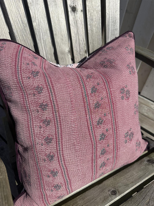 Putetrekk vintage kantha blokktrykket bakside 50x50 cm Nr 2