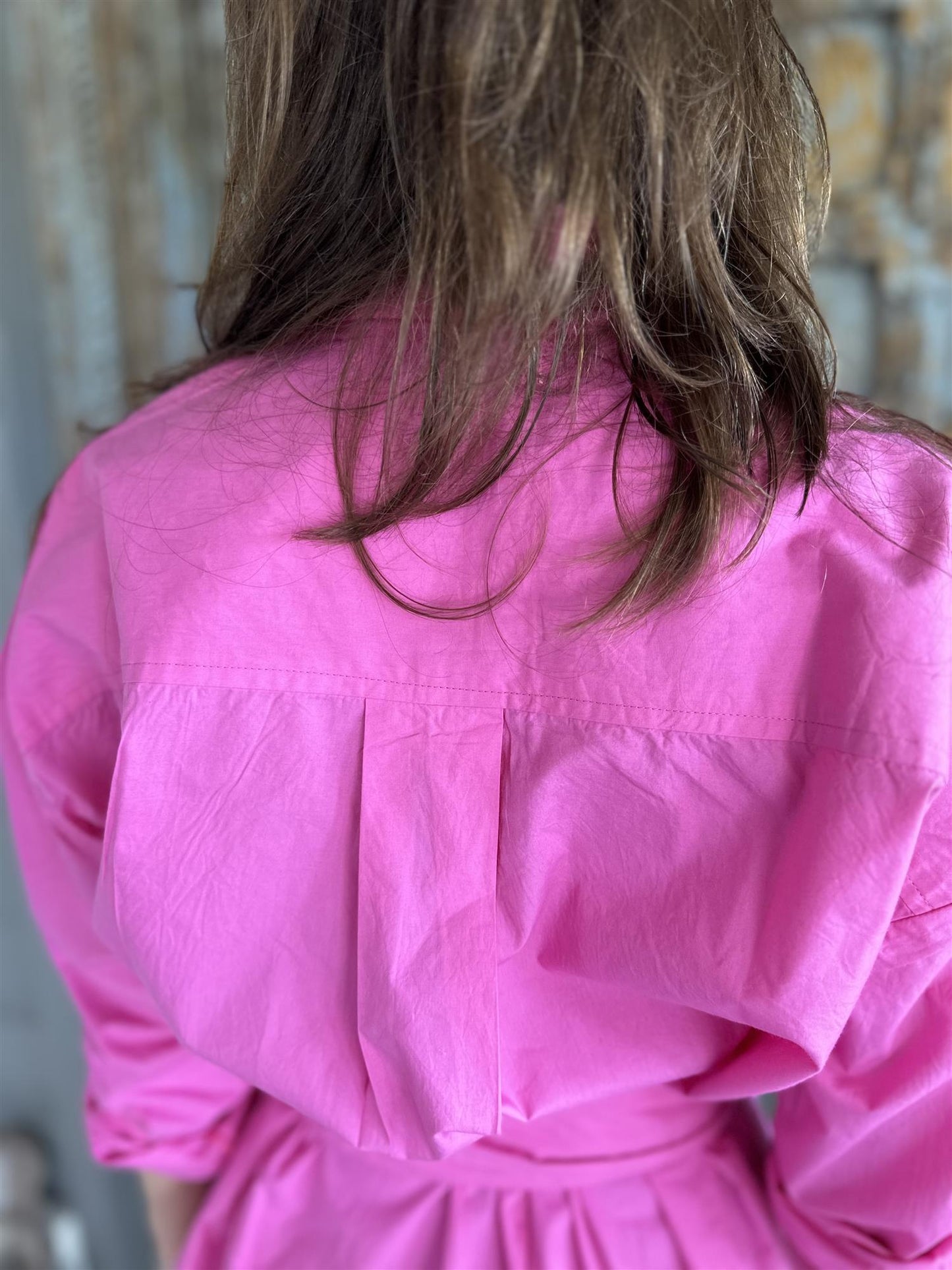 Tina skjortekjole med belte pink