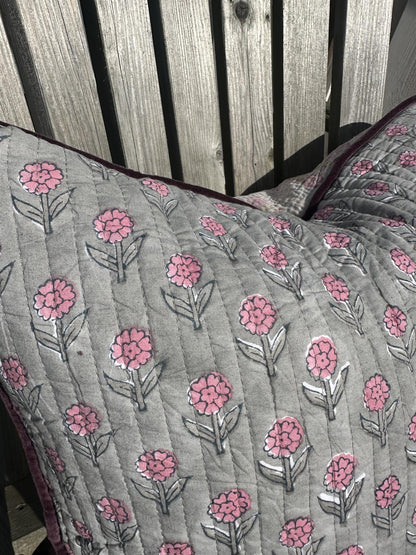 Putetrekk vintage kantha blokktrykket bakside 50x50 cm Nr 5