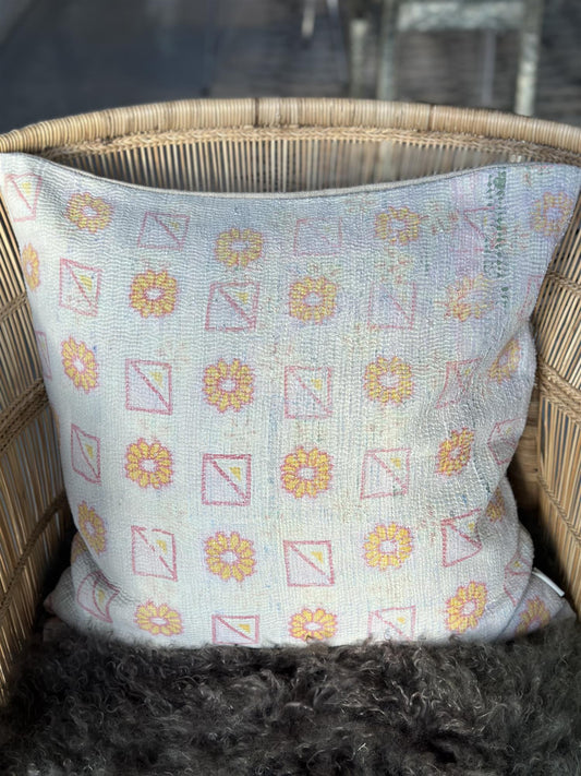 Putetrekk vintage kantha 50x50 cm Nr 97