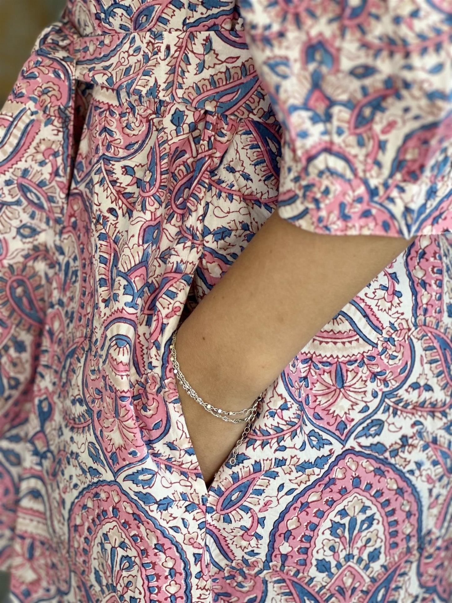 Othilia kjole i poplin med belte rosa