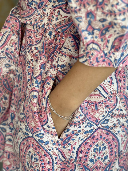 Othilia kjole i poplin med belte rosa