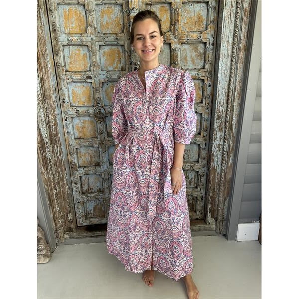 Othilia kjole i poplin med belte rosa