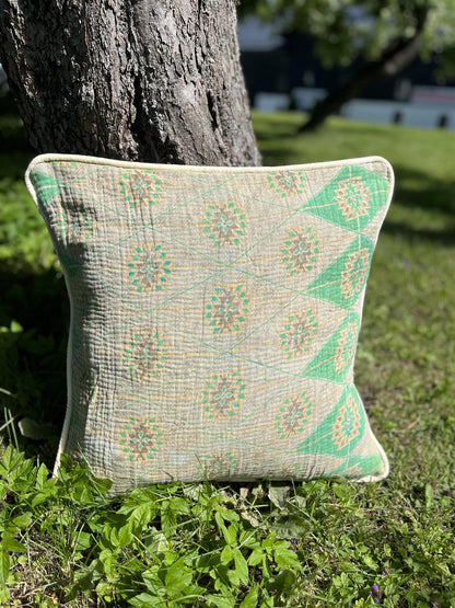 Putetrekk vintage kantha med rulour 50x50 cm #15