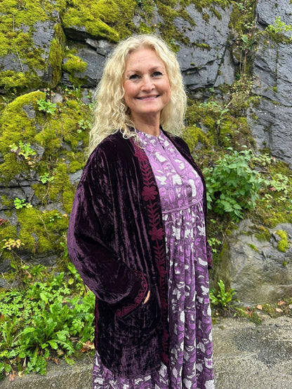 Valentina kimono velur aubergine
