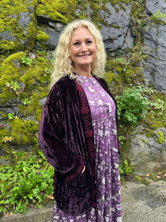 Valentina kimono velur aubergine