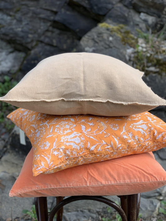 Putetrekk 100% lin 50x50 cm Camel