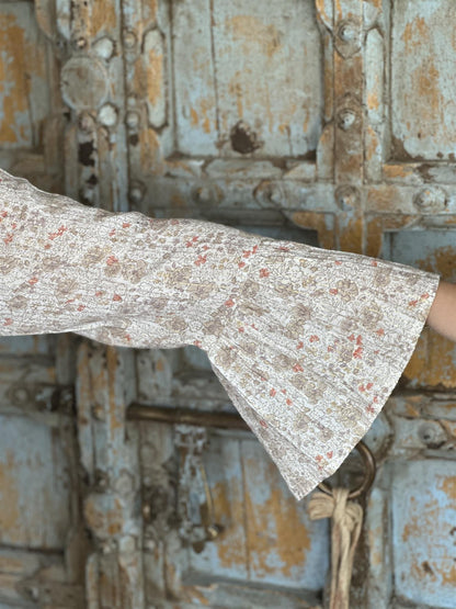 Laura lang kjole med lurex natur