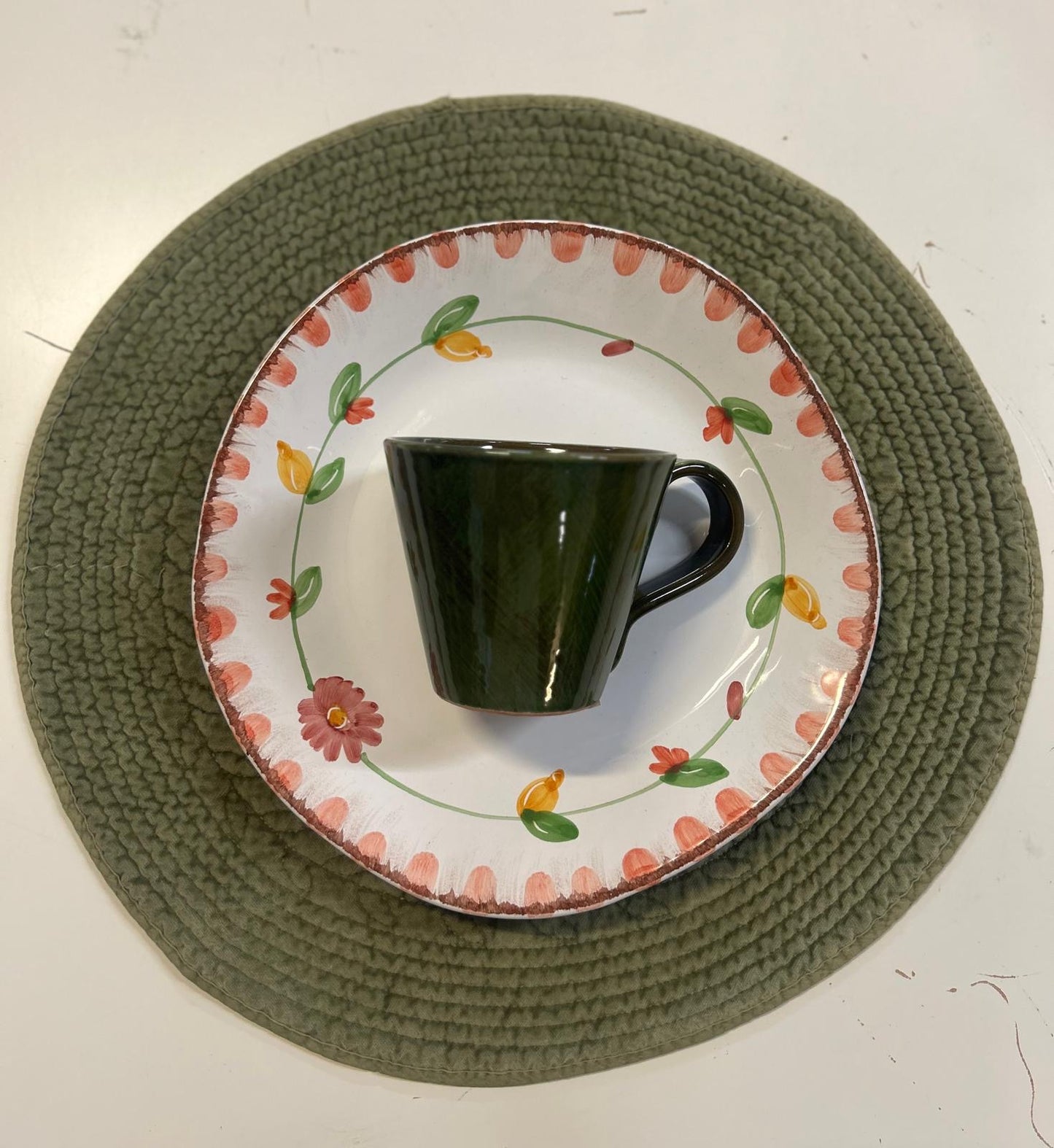 Spisebrikke velur rund Ø: 40 cm Olivo