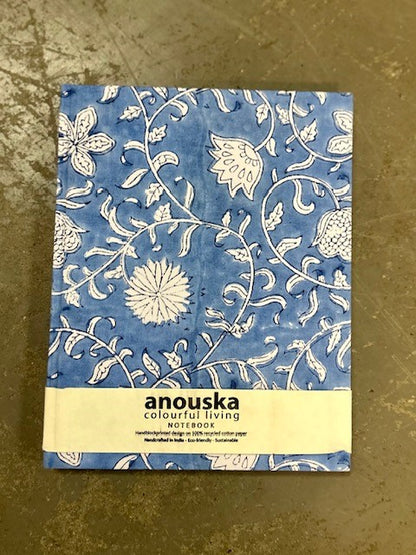 Notatbok large blokktrykket omslag jeans blue