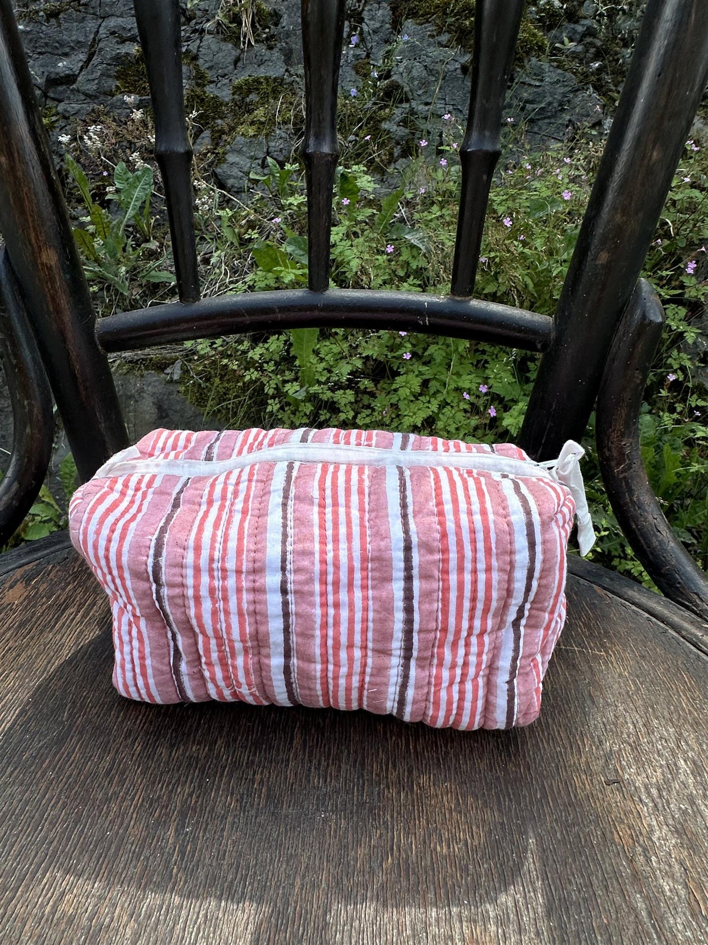 Sminkepung blokktrykket stripe reds