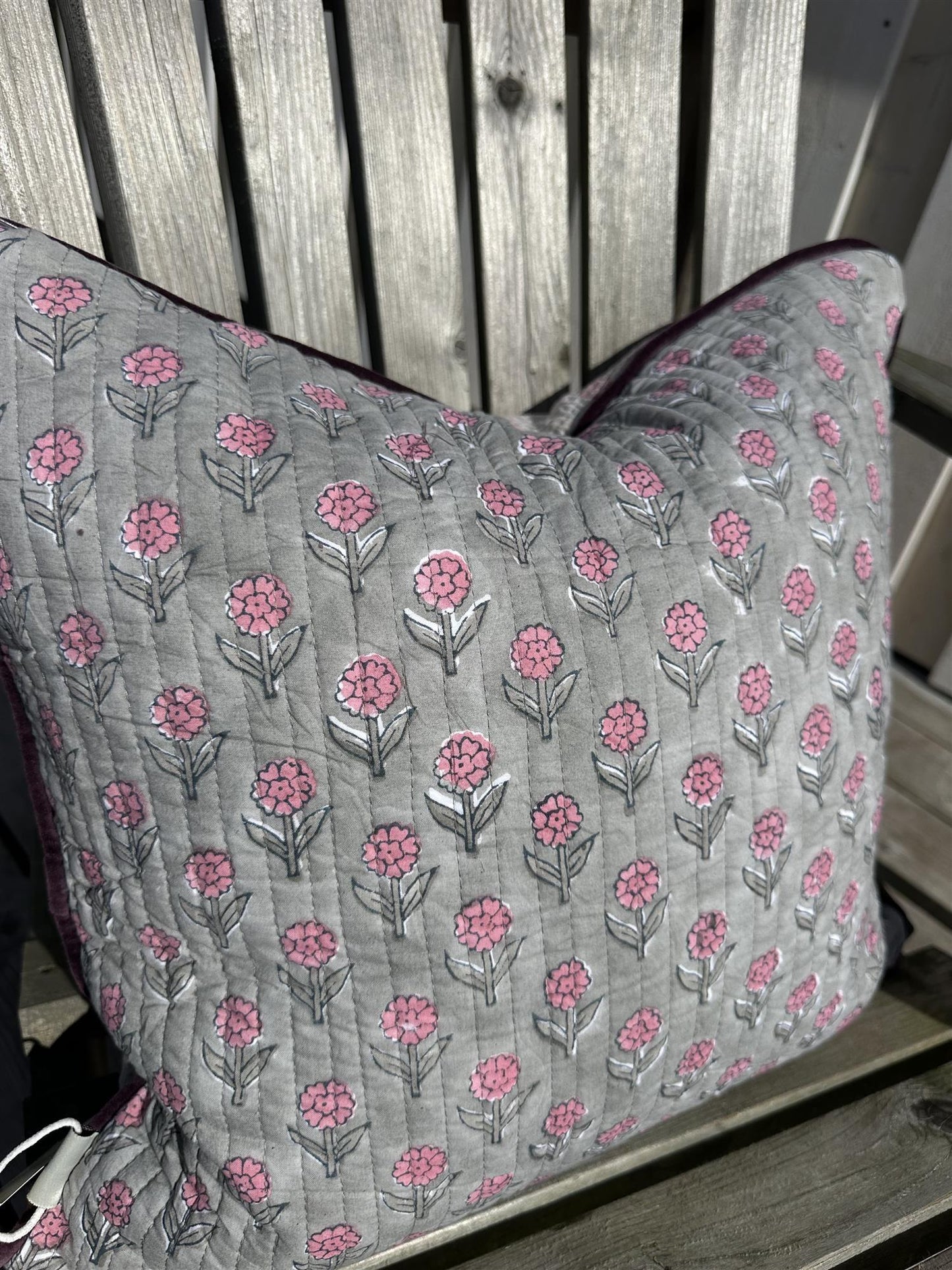 Putetrekk vintage kantha blokktrykket bakside 50x50 cm Nr 5