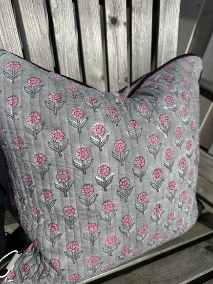 Putetrekk vintage kantha blokktrykket bakside 50x50 cm Nr 5