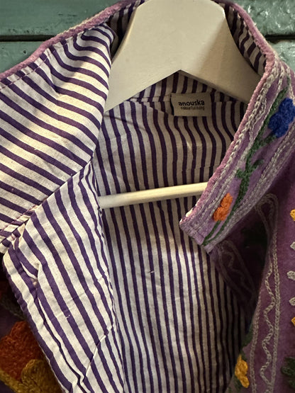 Anouska jakke velur med broderier purple