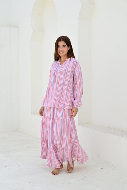 Marseille skjørt langt stripe purple