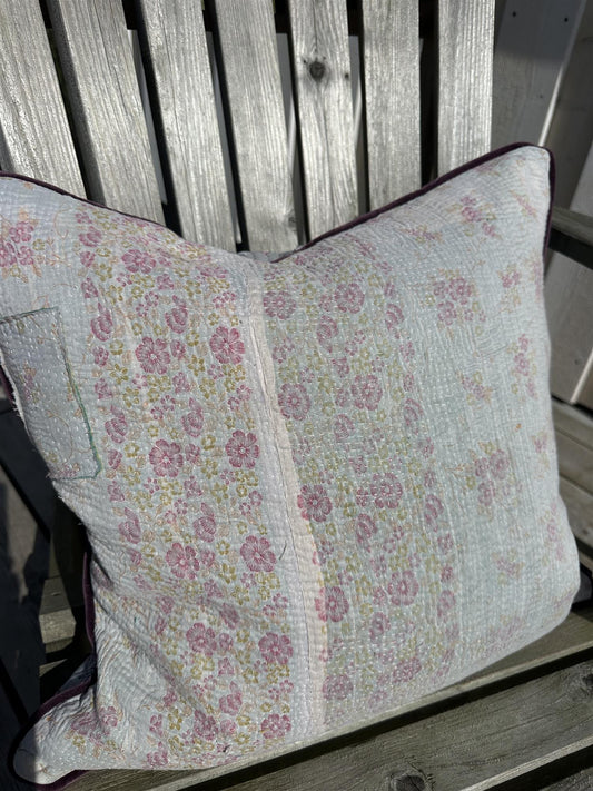Putetrekk vintage kantha blokktrykket bakside 50x50 cm Nr 5