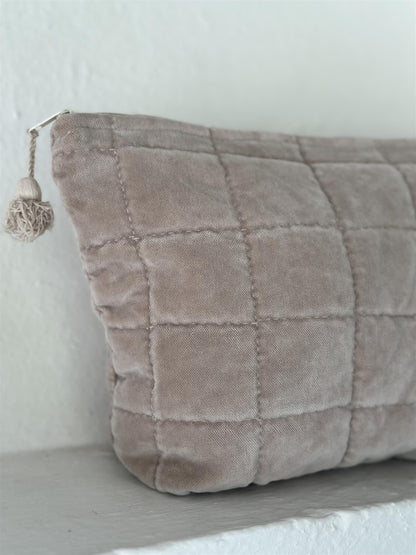 Toalettmappe velur grey beige