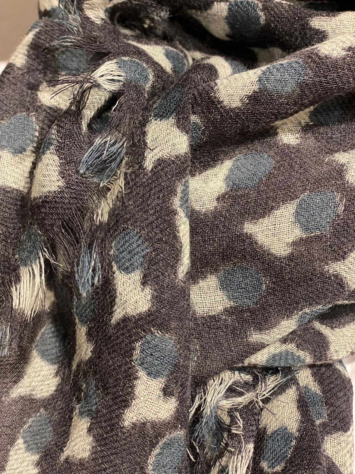 Skjerf blokkprint sort & blå