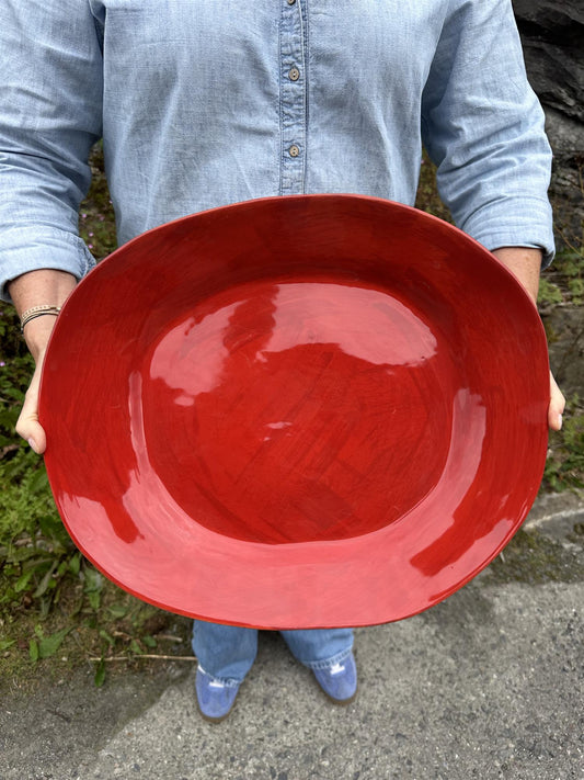 Veluto ovalt serveringsfat 43 x 37 cm rød