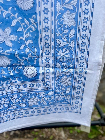 Duk 150 x 250 cm blokktrykket jeans blue