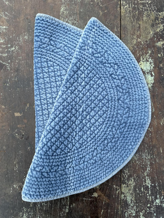 Spisebrikke velur rund Ø: 40 cm Moonlight blue